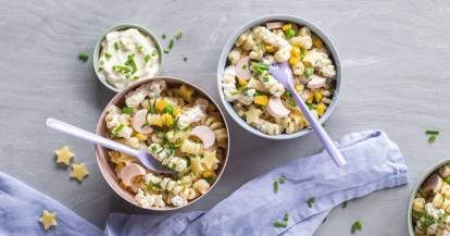 Mond-Sterne-Nudelsalat mit eifreier Mayonnaise